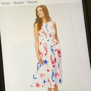 JCrew Factory Lobster printed smocked midi dress - Size XXL - NWOT